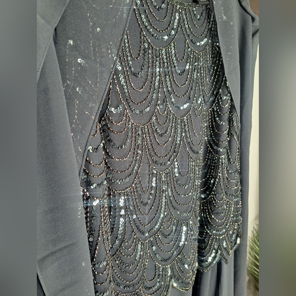 J Kara Women's Plus Size Sleeveless Beaded Pop Over Long Dress with Scarf Sz 16W - Picture 7 of 17
